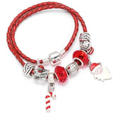 Boosbiy Dropshipping Red Leather Charm Bracelet With Seld Dangle Charms Brand Bracelet For Women Diy Christmas Gift