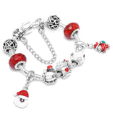Boosbiy Dropshipping Red Leather Charm Bracelet With Seld Dangle Charms Brand Bracelet For Women Diy Christmas Gift