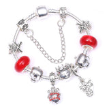 Boosbiy Dropshipping Red Leather Charm Bracelet With Seld Dangle Charms Brand Bracelet For Women Diy Christmas Gift