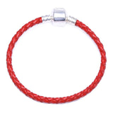 Boosbiy Dropshipping Red Leather Charm Bracelet With Seld Dangle Charms Brand Bracelet For Women Diy Christmas Gift