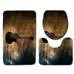 Zeegle Gitar Printed Bathroom Carpet 3Pieces Toilet Mats Set Anti-slip Bath Rug Toilet Lid Covers Absorbent Shower Mat Foot Pads