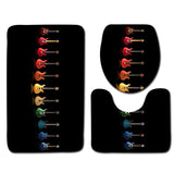 Zeegle Gitar Printed Bathroom Carpet 3Pieces Toilet Mats Set Anti-slip Bath Rug Toilet Lid Covers Absorbent Shower Mat Foot Pads