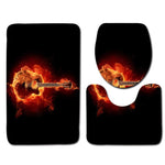 Zeegle Gitar Printed Bathroom Carpet 3Pieces Toilet Mats Set Anti-slip Bath Rug Toilet Lid Covers Absorbent Shower Mat Foot Pads
