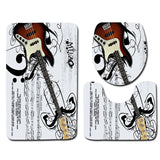 Zeegle Gitar Printed Bathroom Carpet 3Pieces Toilet Mats Set Anti-slip Bath Rug Toilet Lid Covers Absorbent Shower Mat Foot Pads