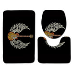 Zeegle Gitar Printed Bathroom Carpet 3Pieces Toilet Mats Set Anti-slip Bath Rug Toilet Lid Covers Absorbent Shower Mat Foot Pads