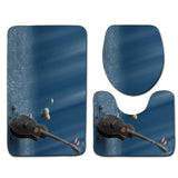 Zeegle Gitar Printed Bathroom Carpet 3Pieces Toilet Mats Set Anti-slip Bath Rug Toilet Lid Covers Absorbent Shower Mat Foot Pads