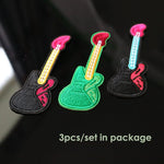 3pcs/set embroidery gitar patches for clothing Embroidered iron on parches for clothes Sewing applique parches